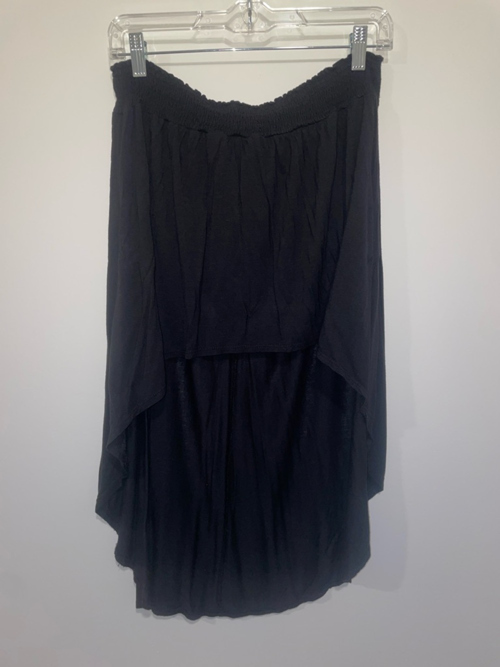 Women's Black High-Low Skirt with Elastic Waistband